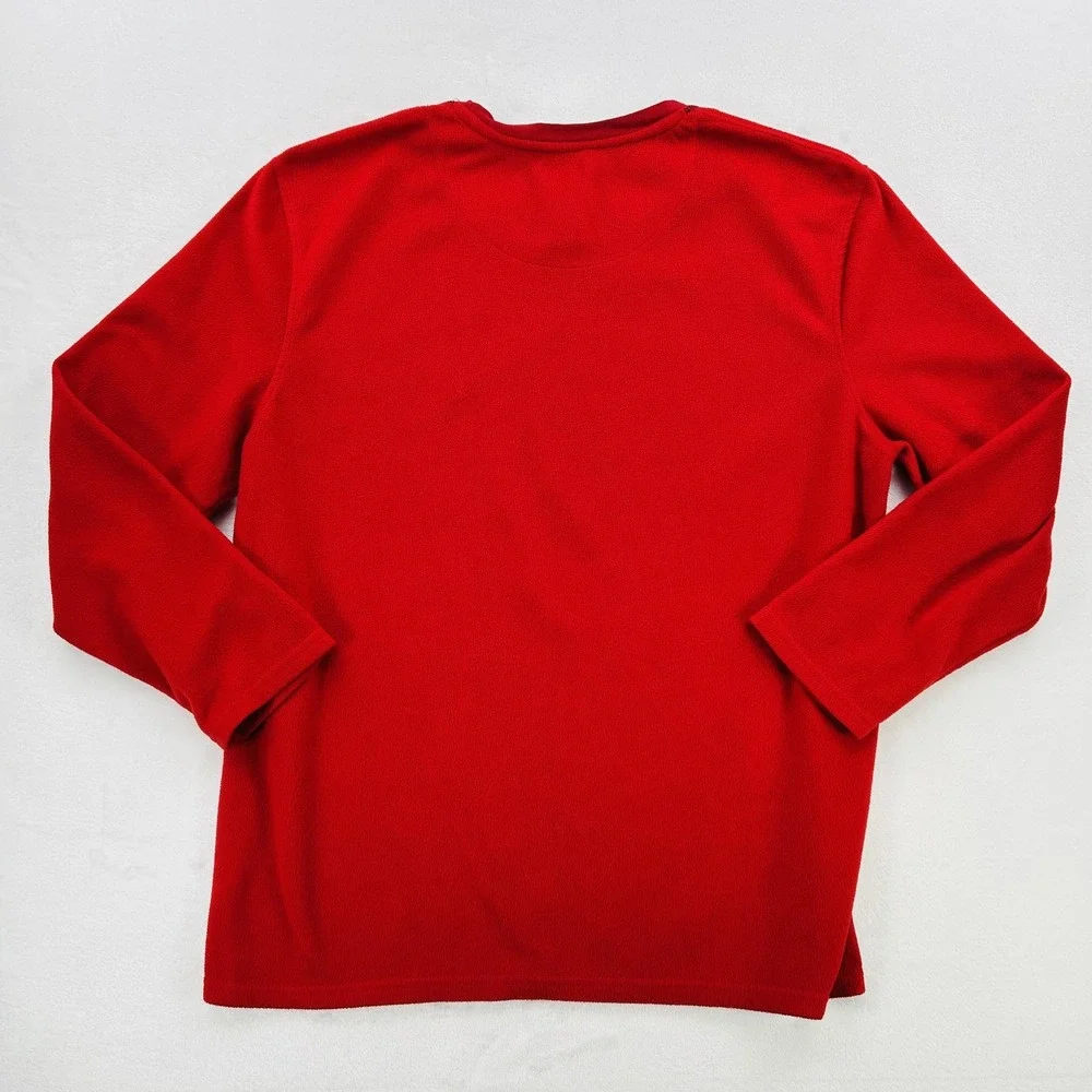 IZOD Pullover Sweater Mens XL Red Fleece Long Sleeve Crewneck Classic Warm Top